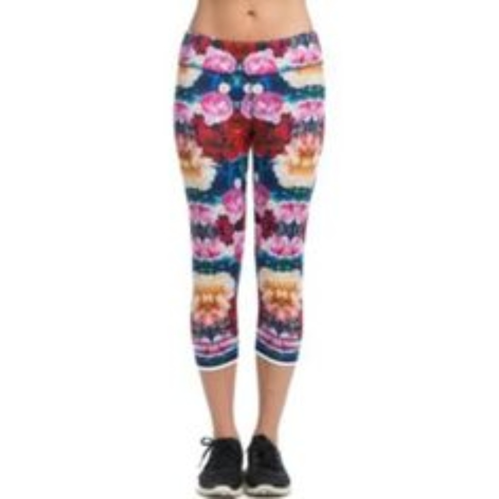 PInk Lotus Floral Capris
